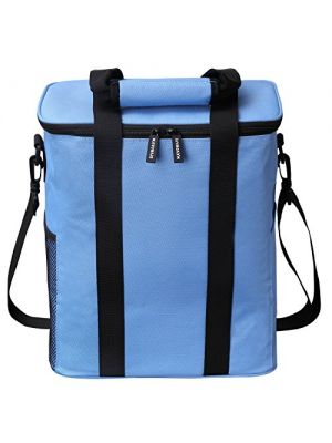 Insulated Picnic Bag, Nuovoware 20L Large Capacity Foldable Outdoor Travel Picnic Box Soft Cooler Tote Multi-purpose Grocery Container with Zip Closure for Camping, Traveling, Hiking, Sports, Blue